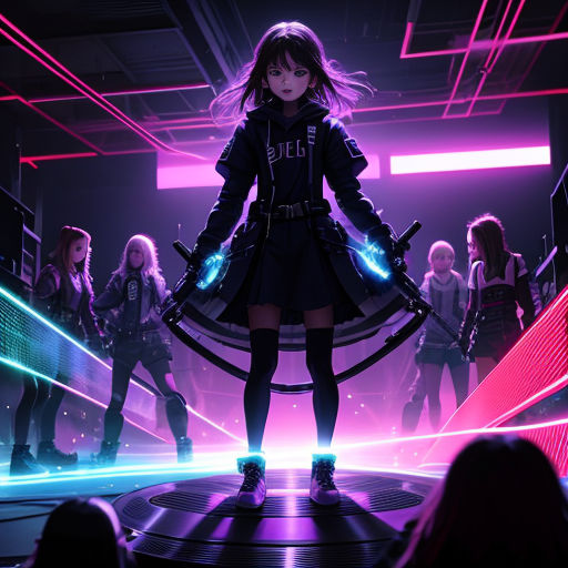 Katana Anime Girl Neon 4k 