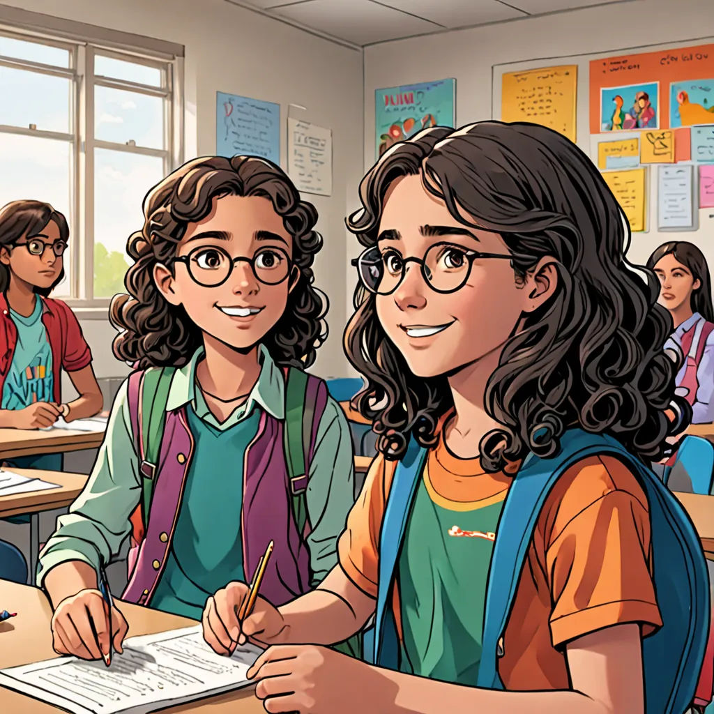 a group of young people sitting at a desk in a classroom with a teacher writing on a paper in front of them, northwest school, a comic book panel, Ada Gladys Killins, comic cover art