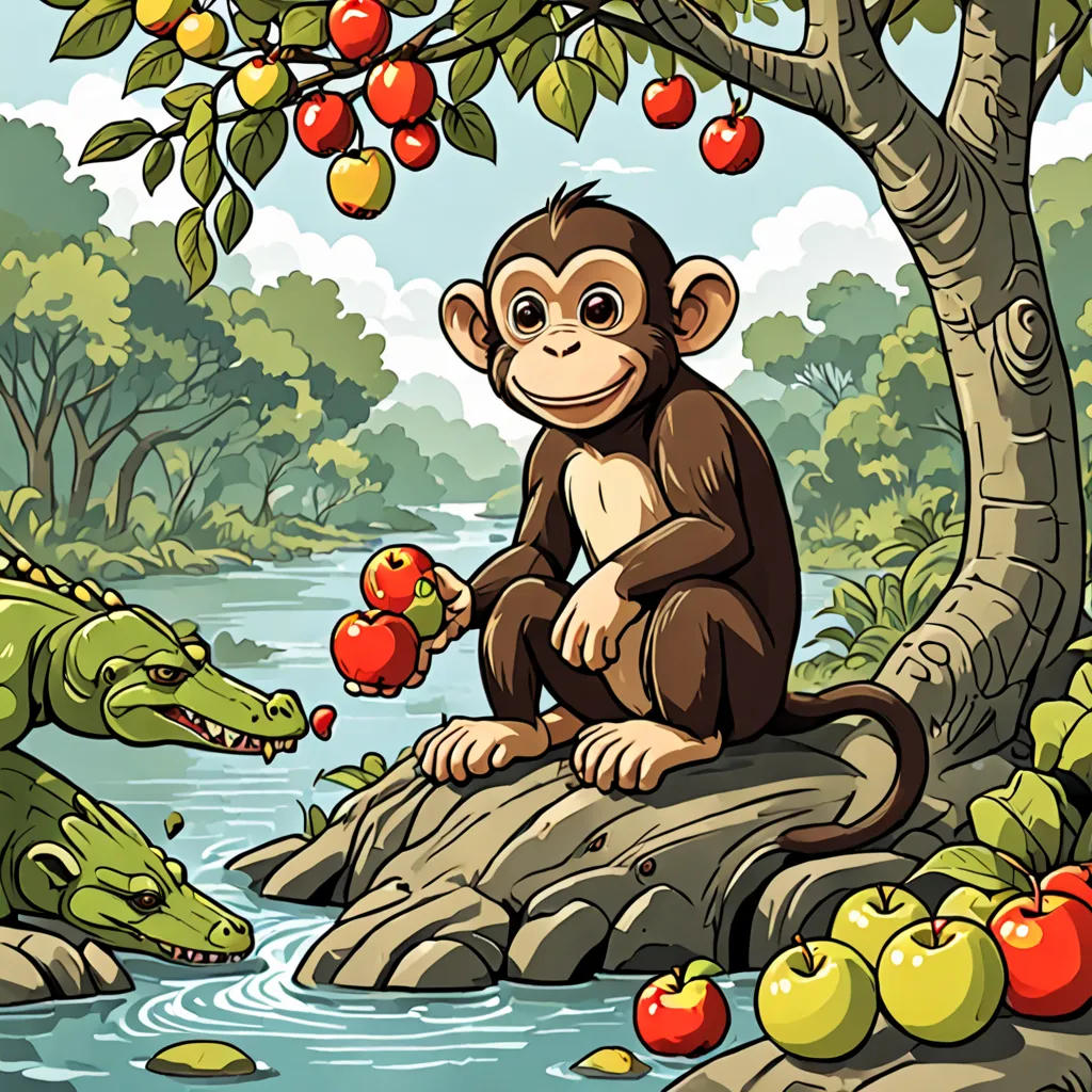 The Clever Monkey and the Jealous Crocodile