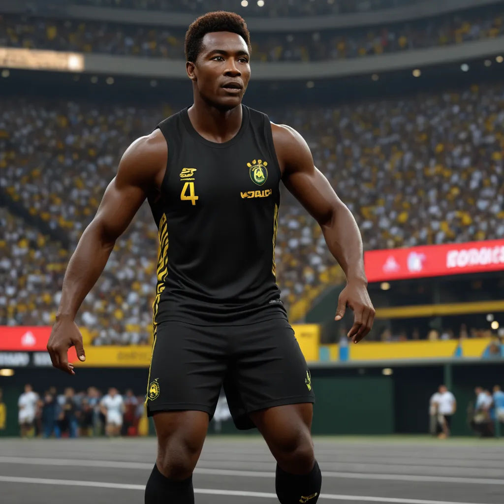 a man in a black uniform standing on a tennis court with a crowd in the background in a stadium, realism, computer graphics, Chris LaBrooy, ultra realistic faces