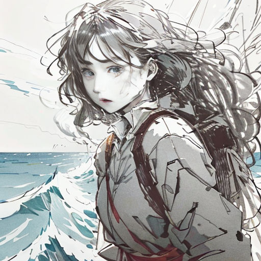 a woman standing in front of a wave with a backpack on her back and a handbag on her shoulder