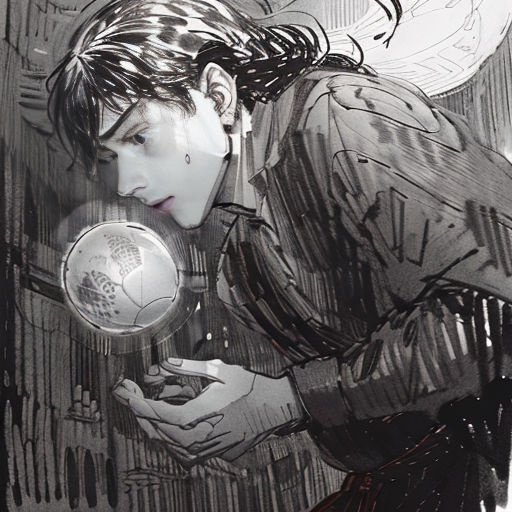 a drawing of a man holding a magnifying glass in his hand and looking at it with a surprised look on his face