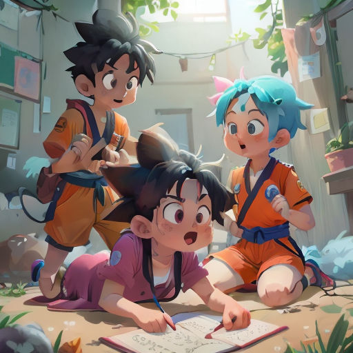 a group of children sitting on the ground with a book and pen in their hands and a notebook in front of them