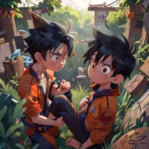 two young boys are sitting in the grass together, one is holding his hand up to his face and the other is looking at him