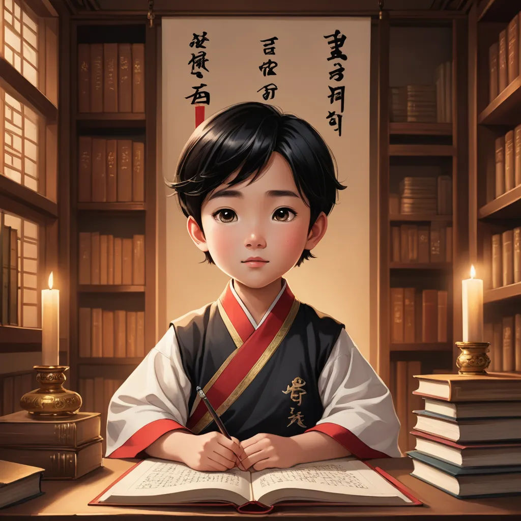 a young girl sitting at a desk with a book and a pen in her hand and a book in front of her, fantasy art, a storybook illustration, Bian Jingzhao, storybook illustration