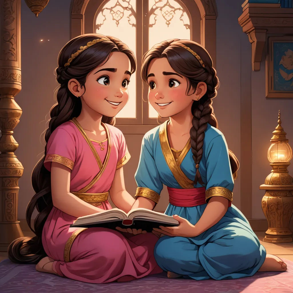 a couple of women sitting on top of a floor next to each other in front of a window with a book, samikshavad, a storybook illustration, Artgerm, official art