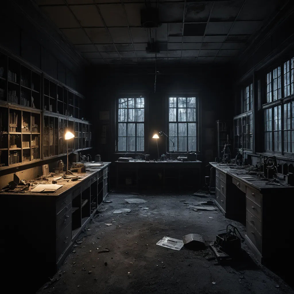 a dark room with a lot of windows and a desk with a lamp on it and a bunch of books, neoplasticism, a jigsaw puzzle, Arie Smit, grim yet sparkling atmosphere
