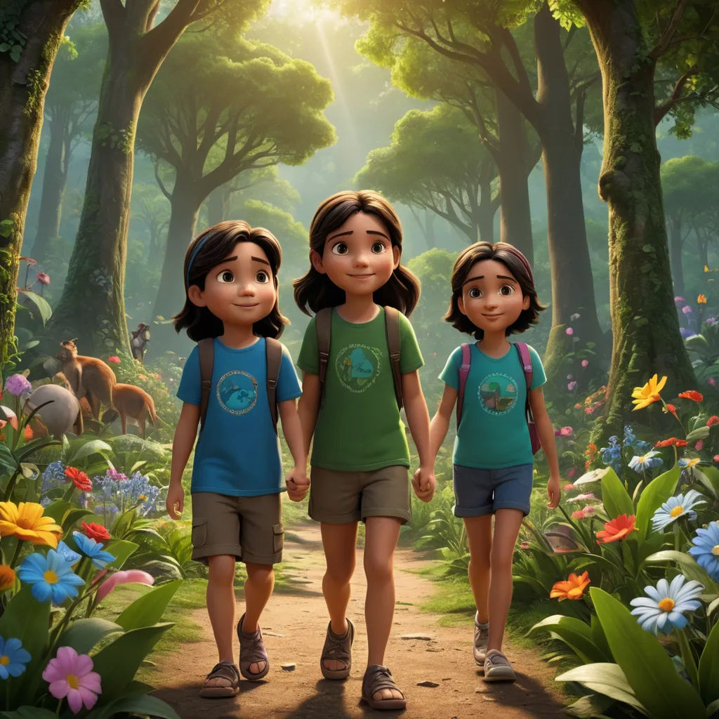 a couple of kids walking down a dirt road in a forest with flowers and trees on either side of them, rayonism, a poster, disney, promotional image