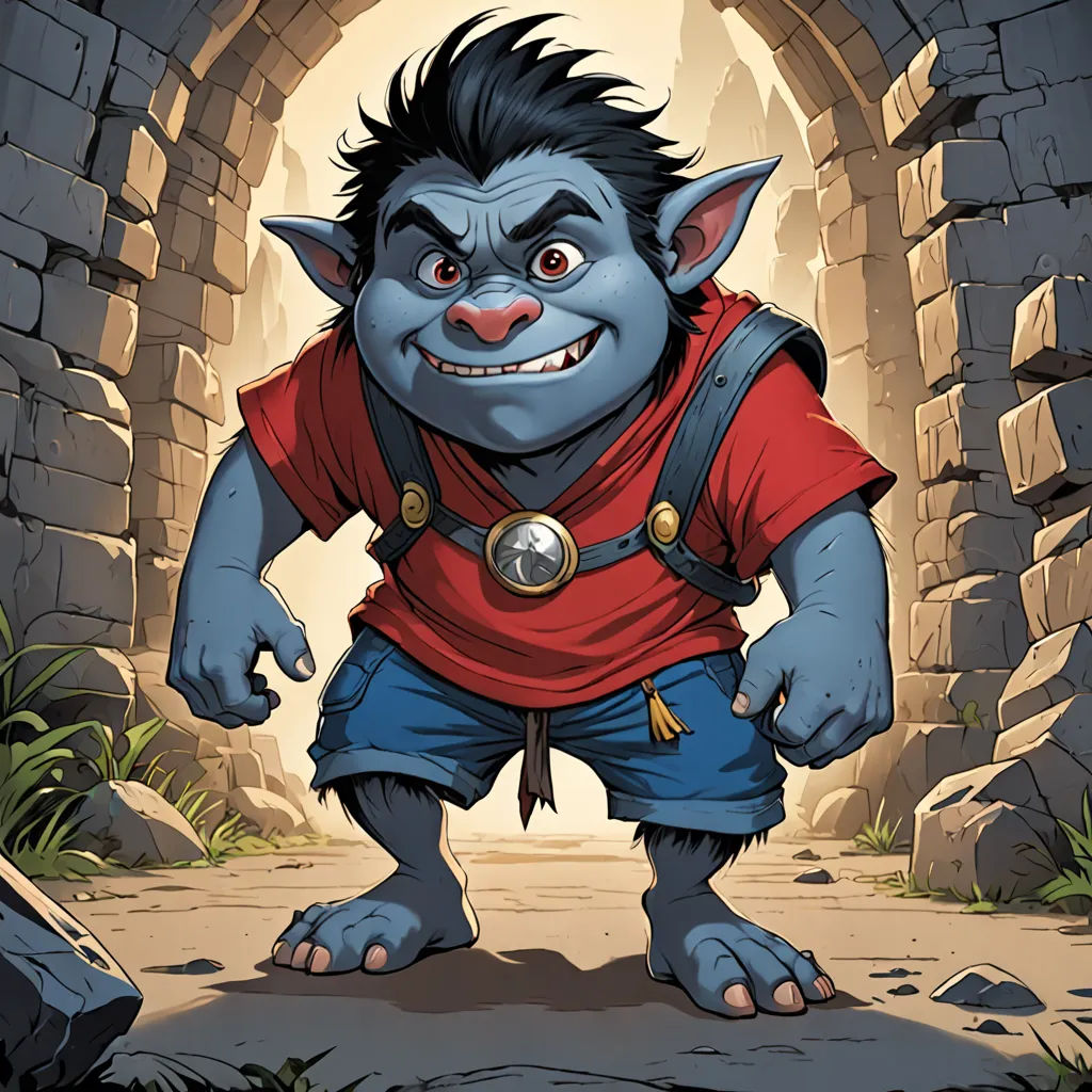 a cartoon character is standing in a tunnel with a red shirt on and a blue pants on and a red shirt on, altermodern, a character portrait, Alex Horley, magic the gathering artwork