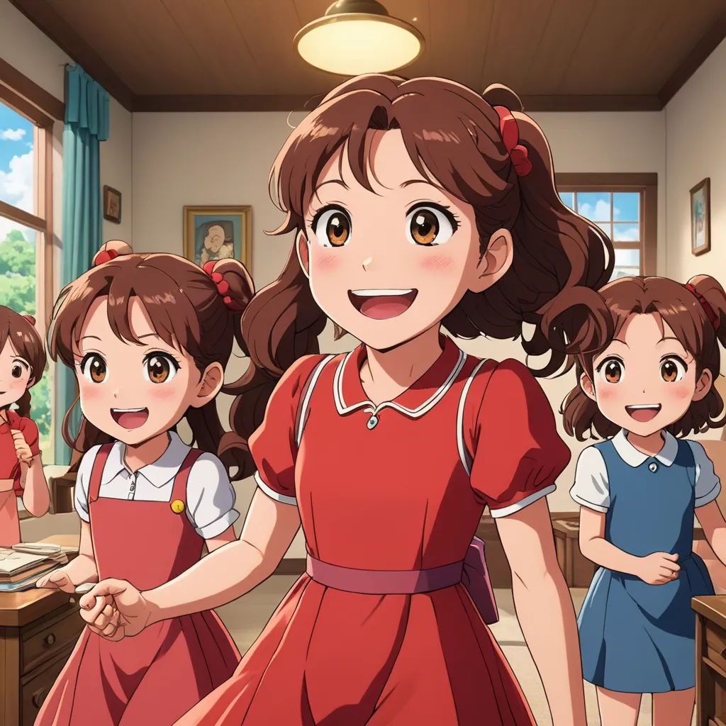 a group of children standing in a room with a teacher in the background and a girl in the foreground, rayonism, concept art, Anne Said, official art