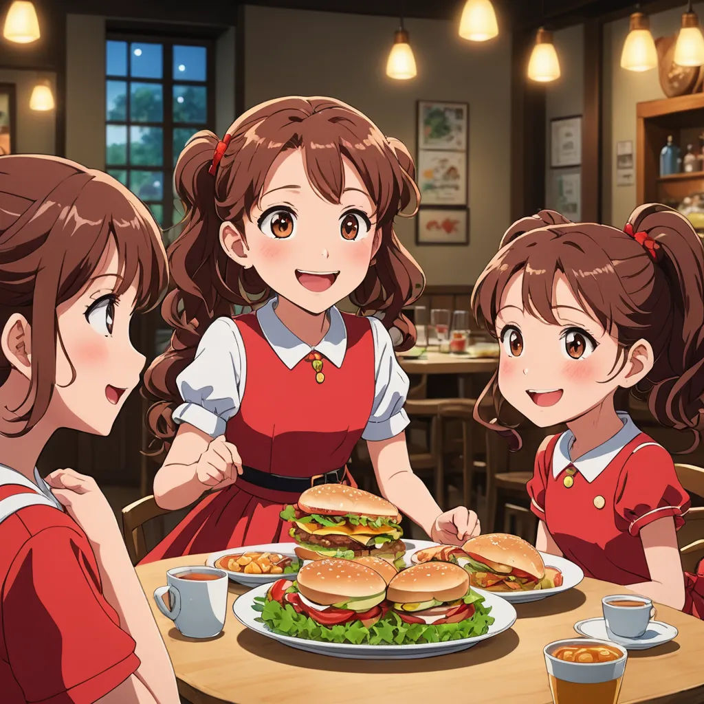 a group of girls sitting at a table with a plate of food in front of them and a woman standing next to them, socialist realism, concept art, Bourgeois, official art
