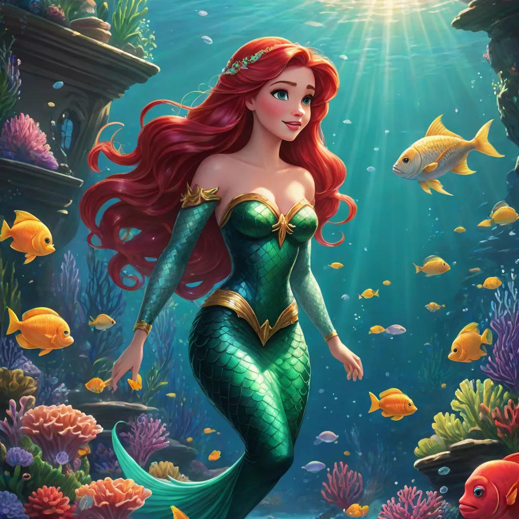 ariel in her green dress Disney Princess Ariel Fashion Doll in Green Dress – Maziply Toys main image 1