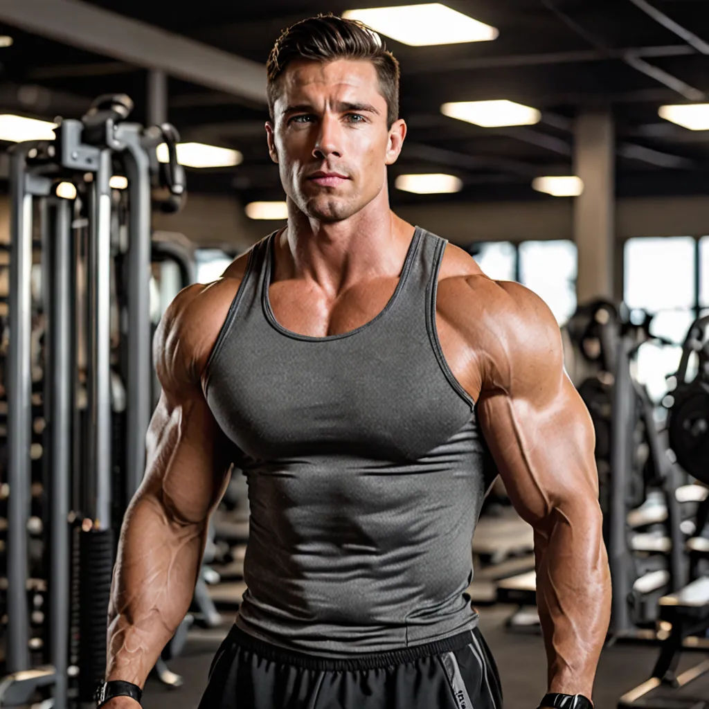a man in a gym with a dumb rack and a barbell in his hand and a barbell in his other hand, new objectivity, a bronze sculpture, Alexander Kucharsky, masculine