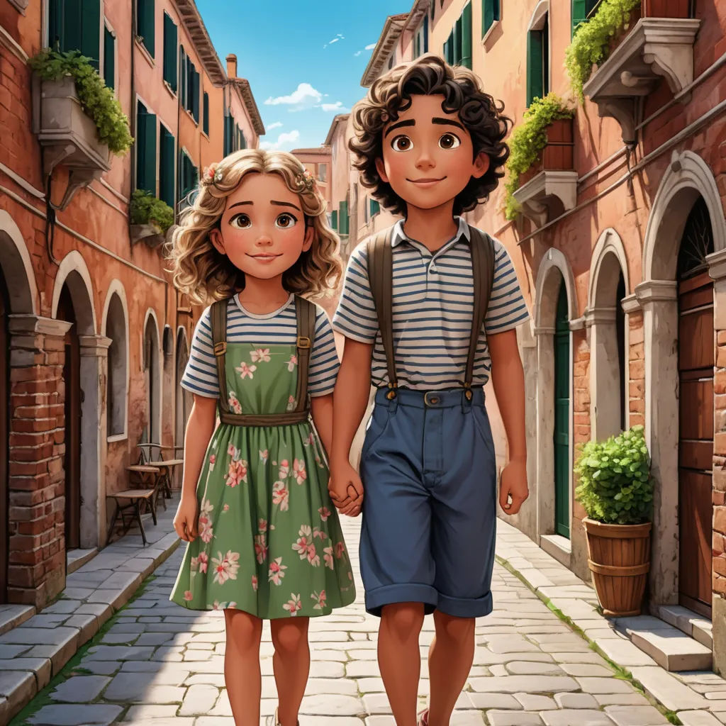 a couple of kids walking down a street next to each other on a sidewalk with a building in the background, photorealism, an oil painting, disney, official art