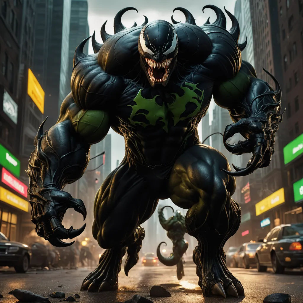 a large monster with a huge grin of teeth on it's face and mouth, standing in a city street, photorealism, concept art, Eddie Mendoza, unreal engine highly rendered