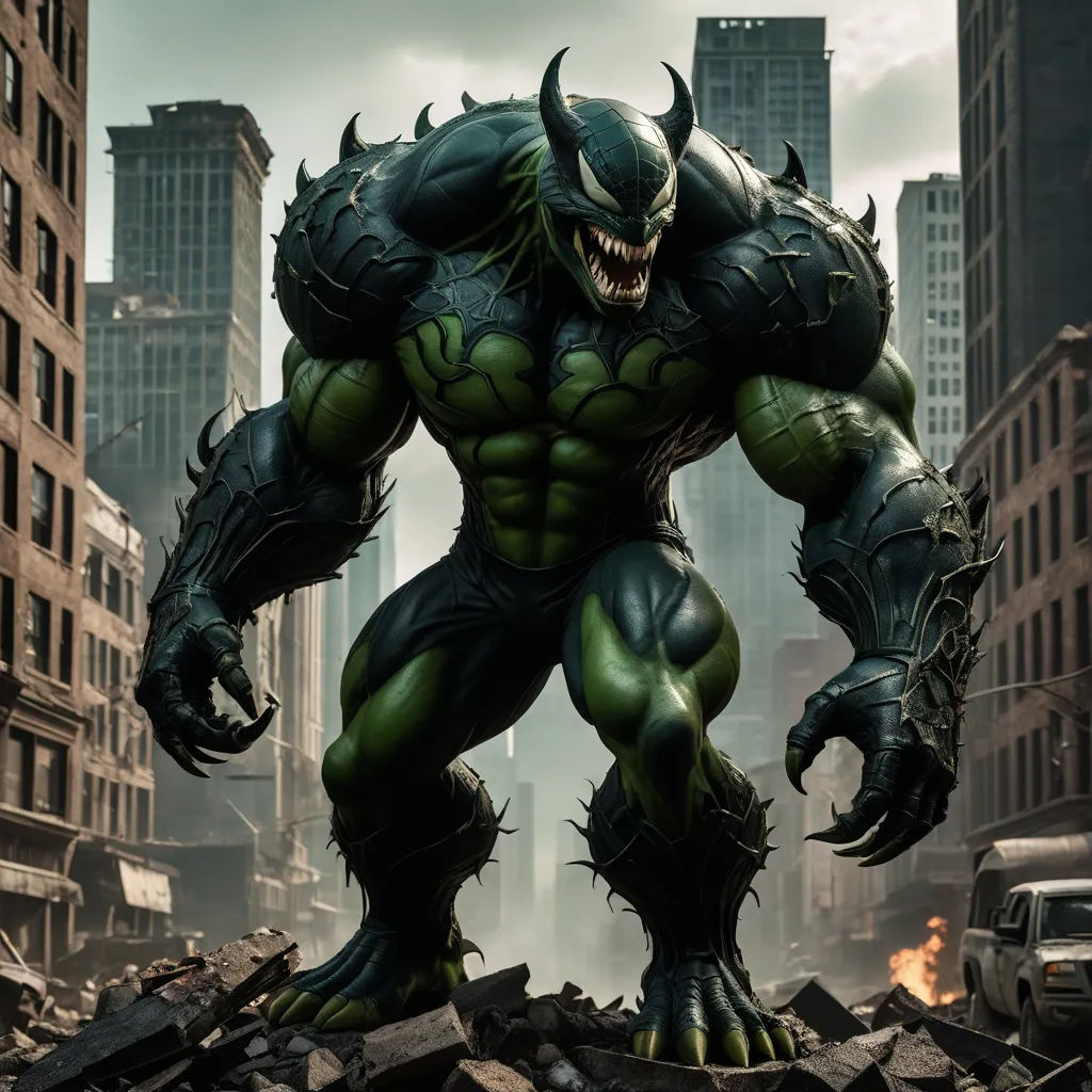 a giant monster with huge teeth standing in a city street with a fire hydrant in the foreground, photorealism, a digital rendering, Eddie Mendoza, weta digital