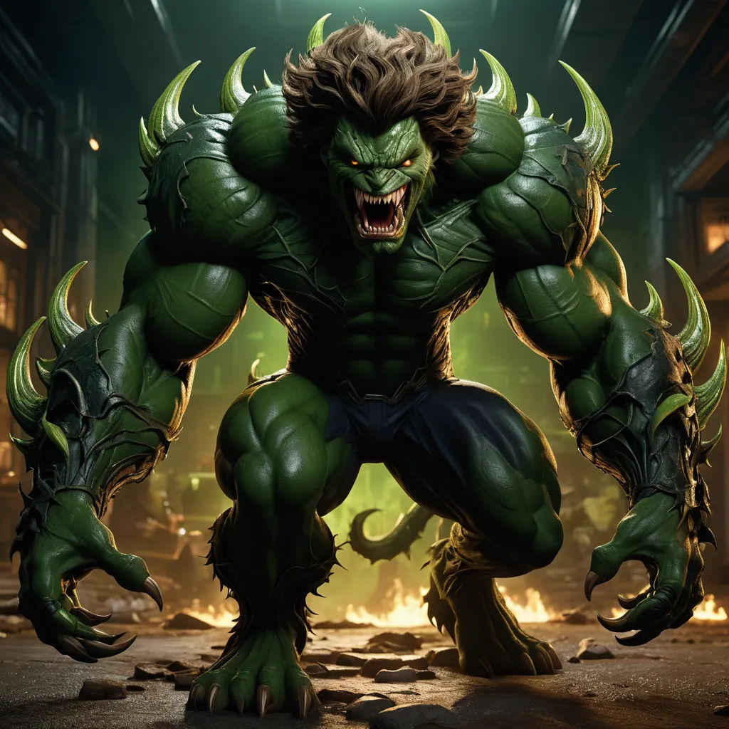 a green monster with horns and claws on his face and hands, with a large griny grin on his face, furry art, concept art, Eddie Mendoza, rossdraws global illumination