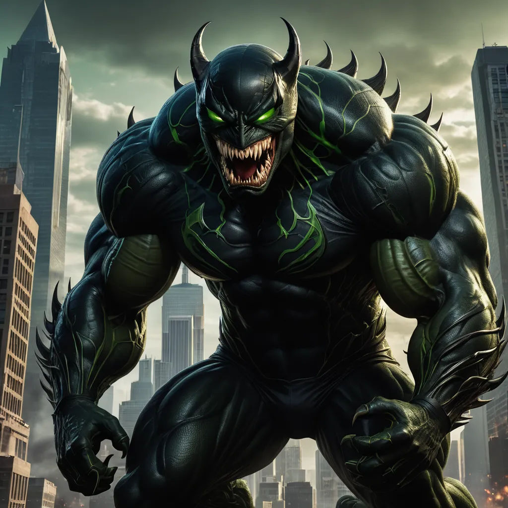 a picture of a monster with a huge grin on his face and claws on his face, in front of a city skyline, photorealism, a comic book panel, Eddie Mendoza, insanely detailed