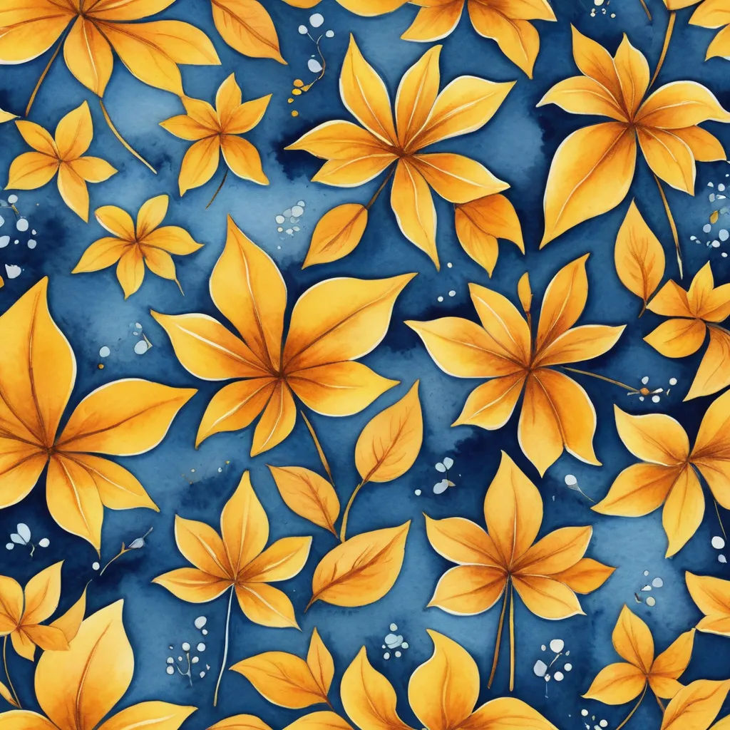 a painting of yellow flowers on a blue background with bubbles of water on the bottom of the image and a blue background with bubbles of water, cloisonnism, a detailed painting, Annabel Kidston, fine foliage lace