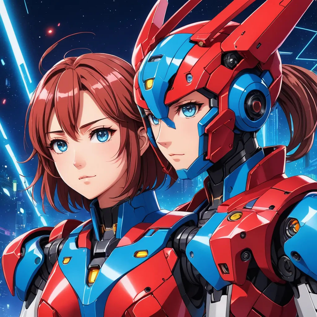 two anime characters are standing in front of a space background with stars and a blue sky in the background, sots art, poster art, Ai-Mitsu, key art