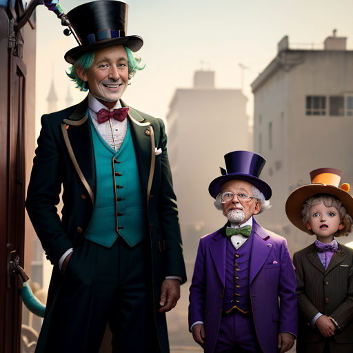 a group of people in fancy clothing standing next to each other in front of a building with a clock