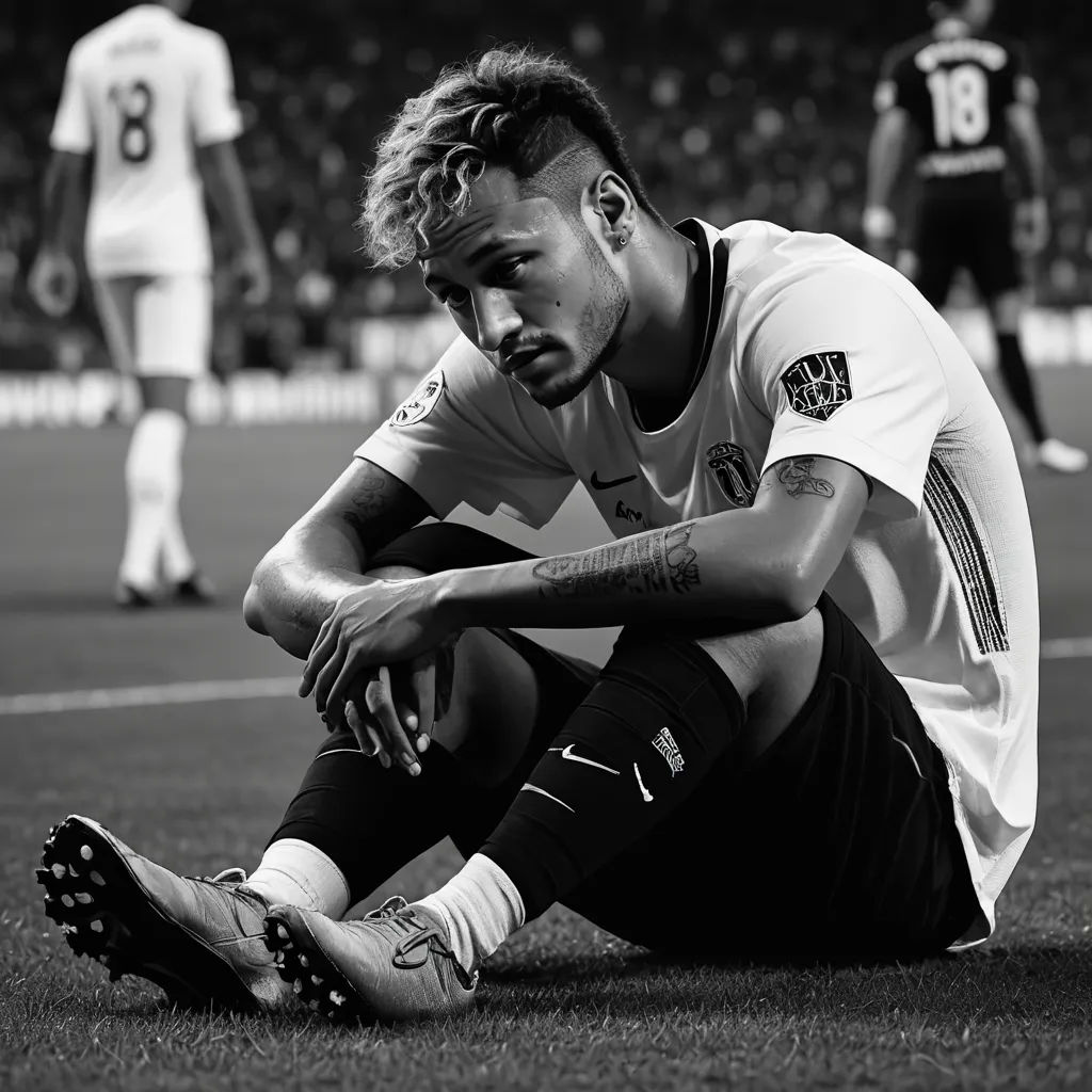 a man sitting on the ground with his foot on the ground and a soccer ball in the background, with a soccer field in the foreground, les nabis, a black and white photo, Americo Makk, behance hd