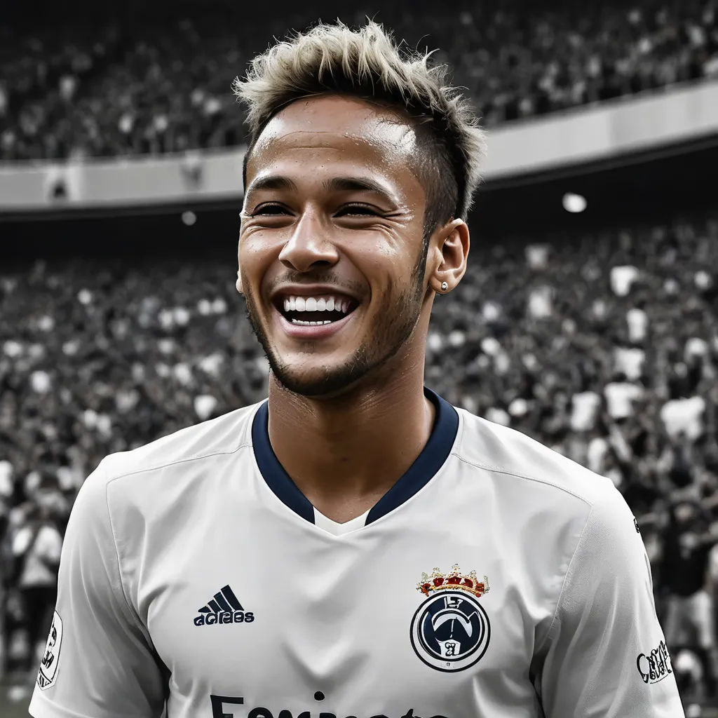 a man with a mohawk smiles in front of a crowd of people in a stadium with a soccer ball, realism, a colorized photo, Chris LaBrooy, foto realistic