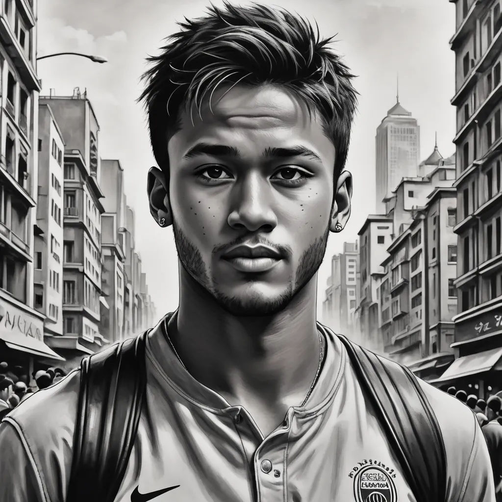 a man with a backpack on his back in a city street with buildings and people in the background, in a black and white drawing, fantastic realism, a digital painting, Chris LaBrooy, highly detailed digital painting