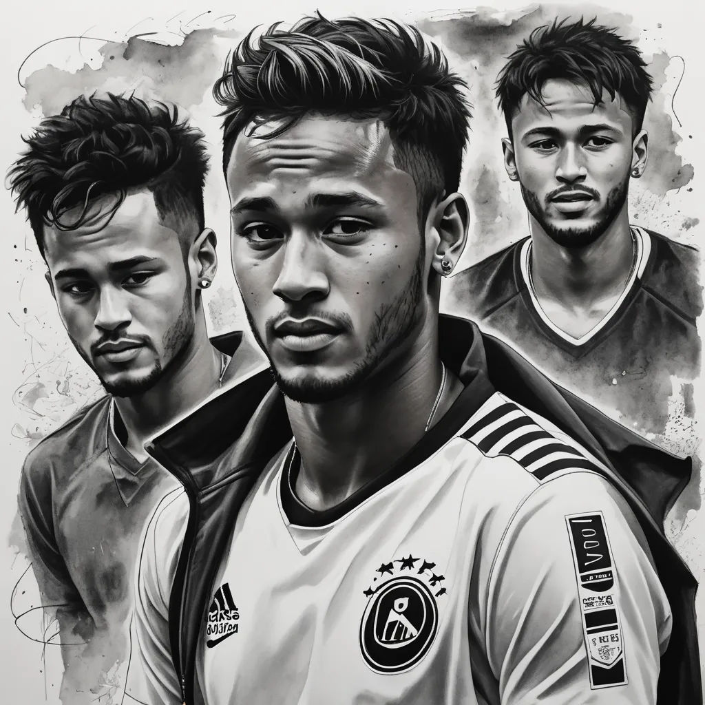 a drawing of three men in soccer uniforms, one of them is wearing a jersey and the other is wearing a jersey, digital art, digital art, Emerson Silva, digital illustration