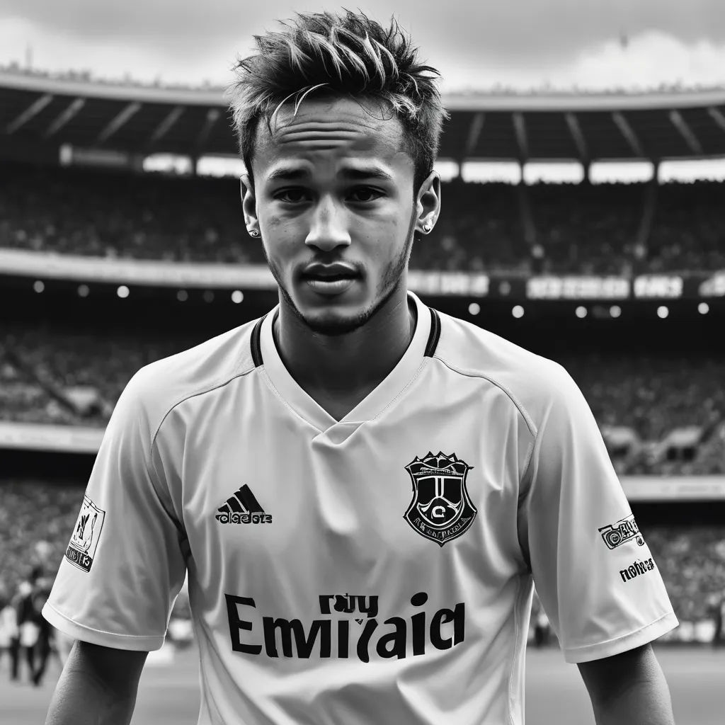 a man standing in front of a soccer field with a crowd of people watching him from the stands and a stadium, hyperrealism, a black and white photo, Carles Delclaux Is, photoreal