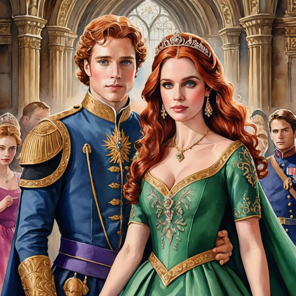a painting of a man and woman in renaissance dress standing next to each other in front of a castle, sots art, a detailed painting, Anne Stokes, official art