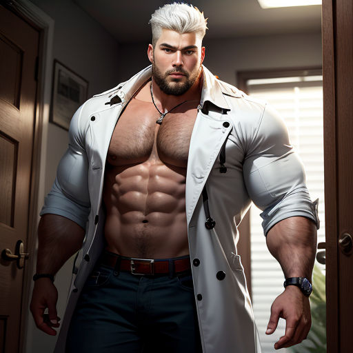 a man with a shirt on and a coat over his shoulders is standing in a doorway with his shirt open