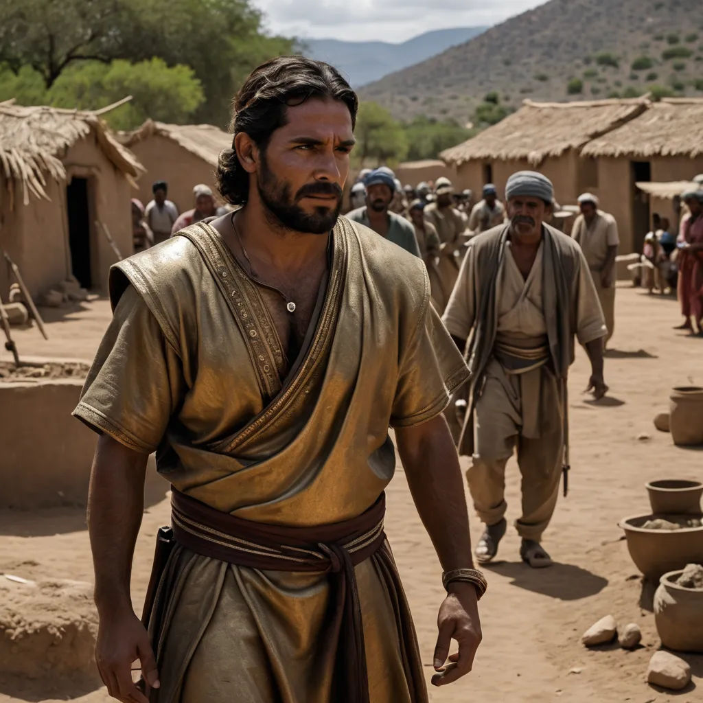 a man in a village with a lot of people around him and a lot of clay pots on the ground, primitivism, a bronze sculpture, Araceli Gilbert, promotional image