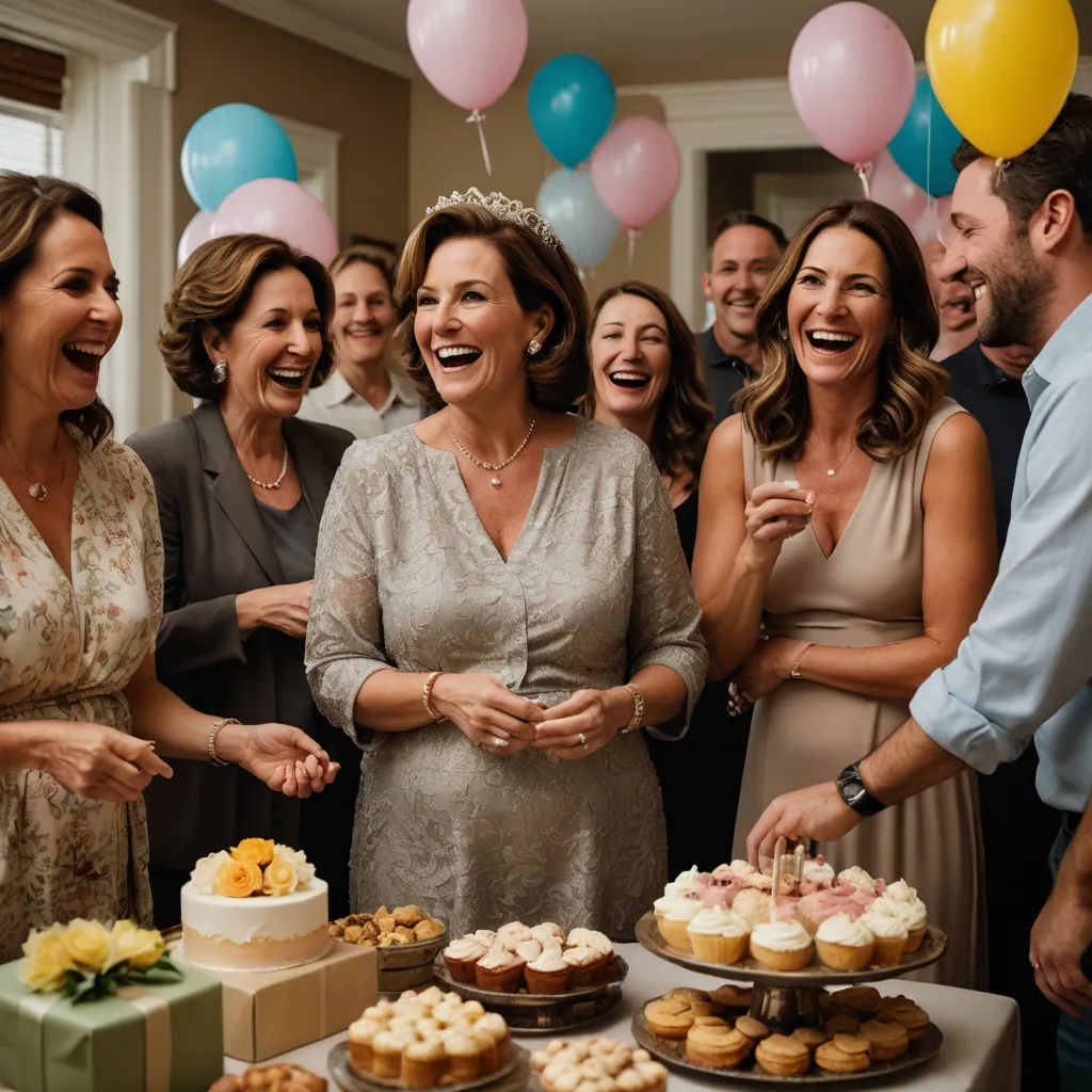 a group of people standing around a table with cakes and cupcakes on it and balloons in the background, incoherents, a stock photo, Bracha L. Ettinger, promotional image
