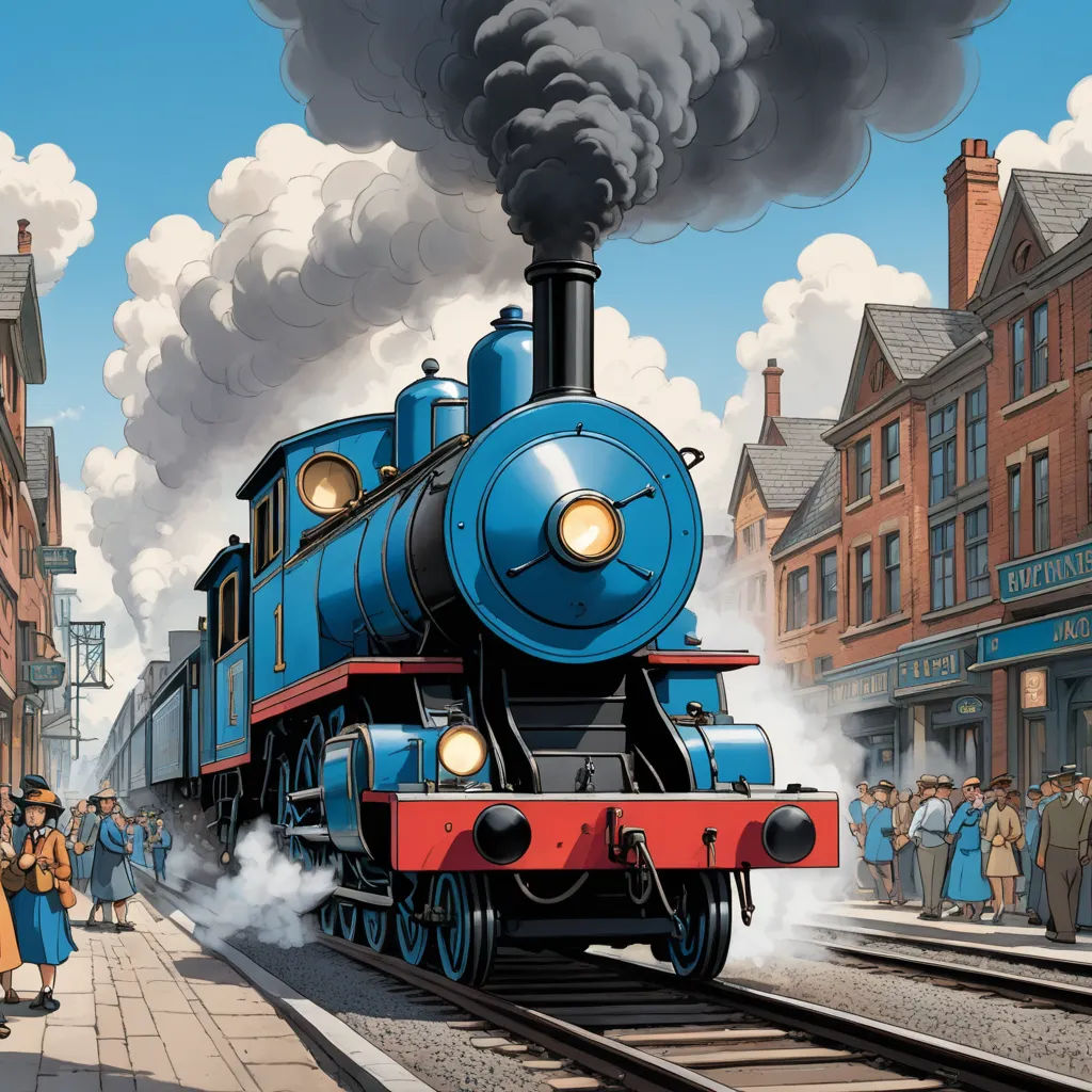 a painting of a train on a train track with people standing around it and a train coming down the track, american scene painting, a storybook illustration, Charles Ginner, highly detailed digital painting