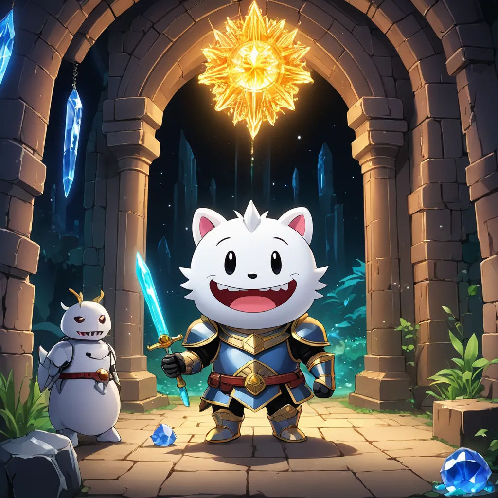 a cartoon cat and a snowman standing in front of a castle entrance with a star above them and a snowman standing next to it, sots art, concept art, Cedric Seaut (Keos Masons), official art