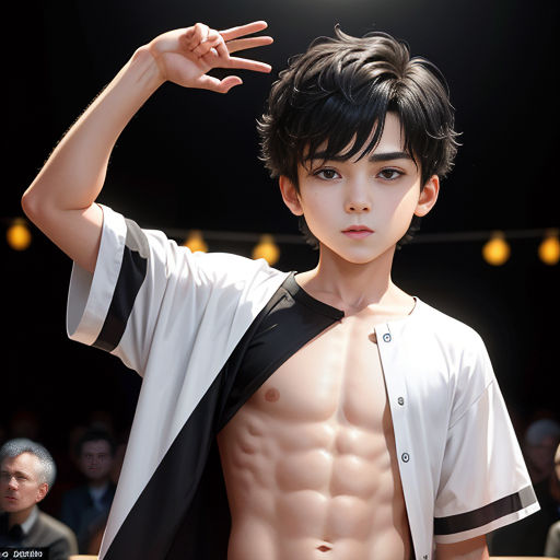 a man with a shirt on and a shirt on with his hands up in the air and his shirt open