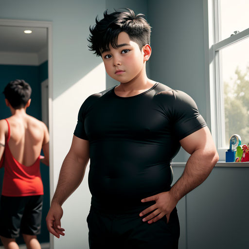 a man standing in a room with his hands on his hips and a man in the background looking at him