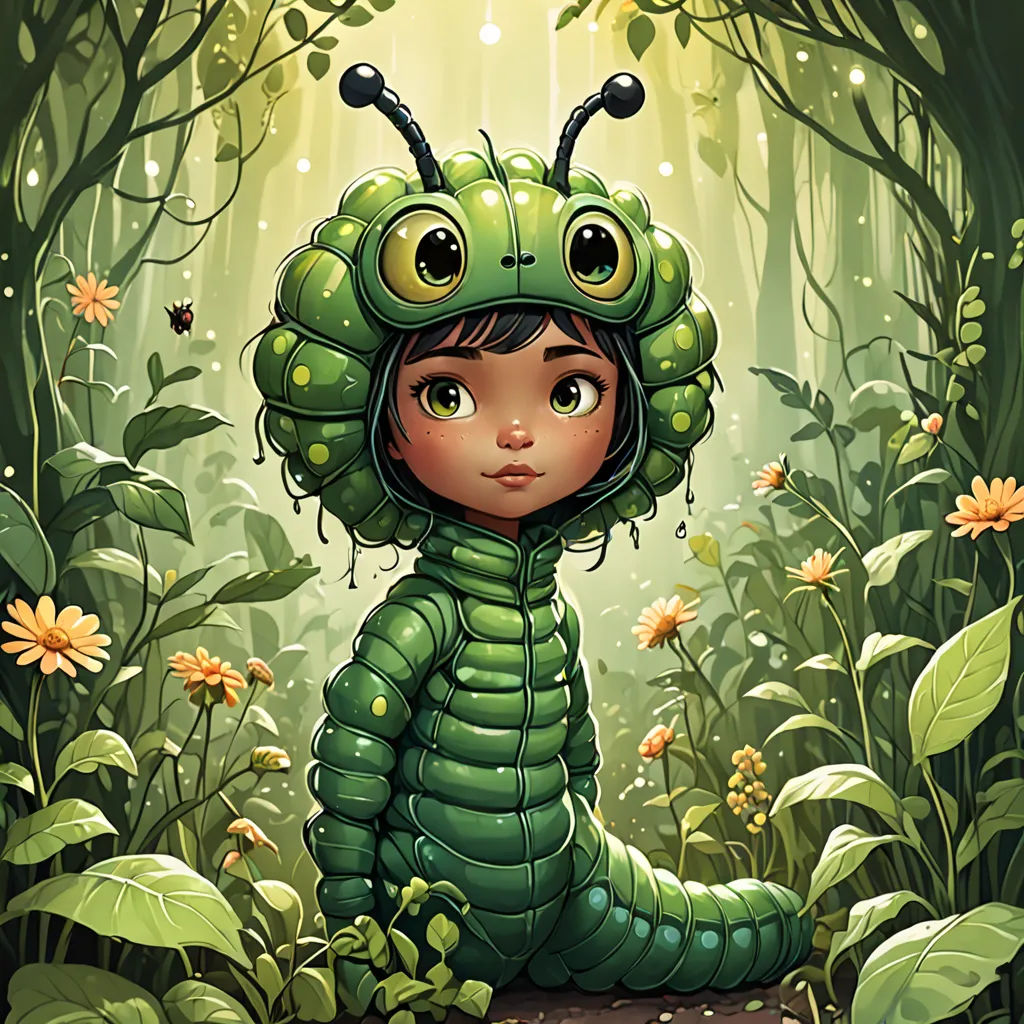 a cartoon picture of a bug with a green hat on it's head and a bug crawling on its back, fantasy art, a storybook illustration, Cliff Childs, highly detailed digital painting
