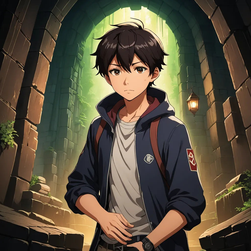 a young man standing in front of a tunnel with a light on it's side and a backpack on his back, sots art, a character portrait, Cedric Seaut (Keos Masons), official art