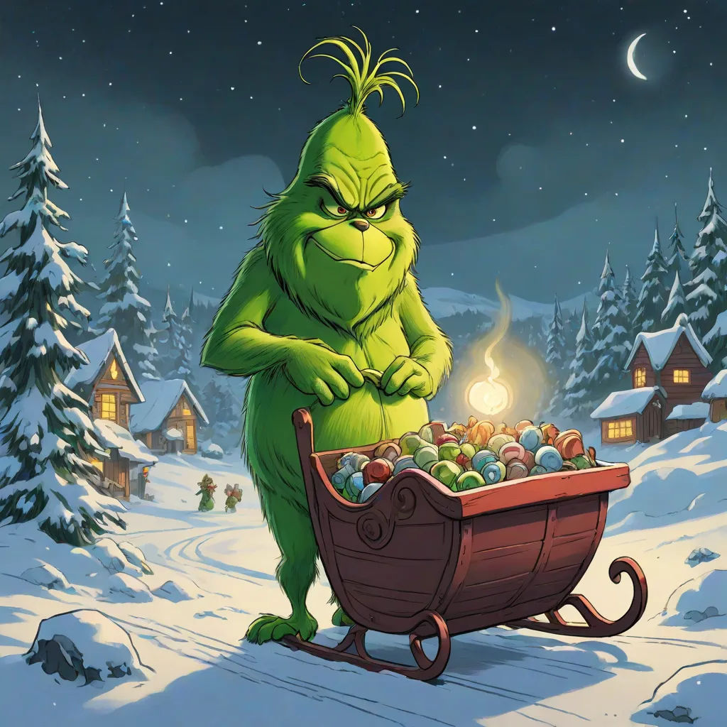 a cartoon character is holding a sleigh full of balls and a glowing ball in the snow,, a digital rendering, Ernest William Christmas, digital art, official art