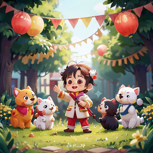 a girl standing in front of a group of animals in a forest with a banner above her that says,'little girl '