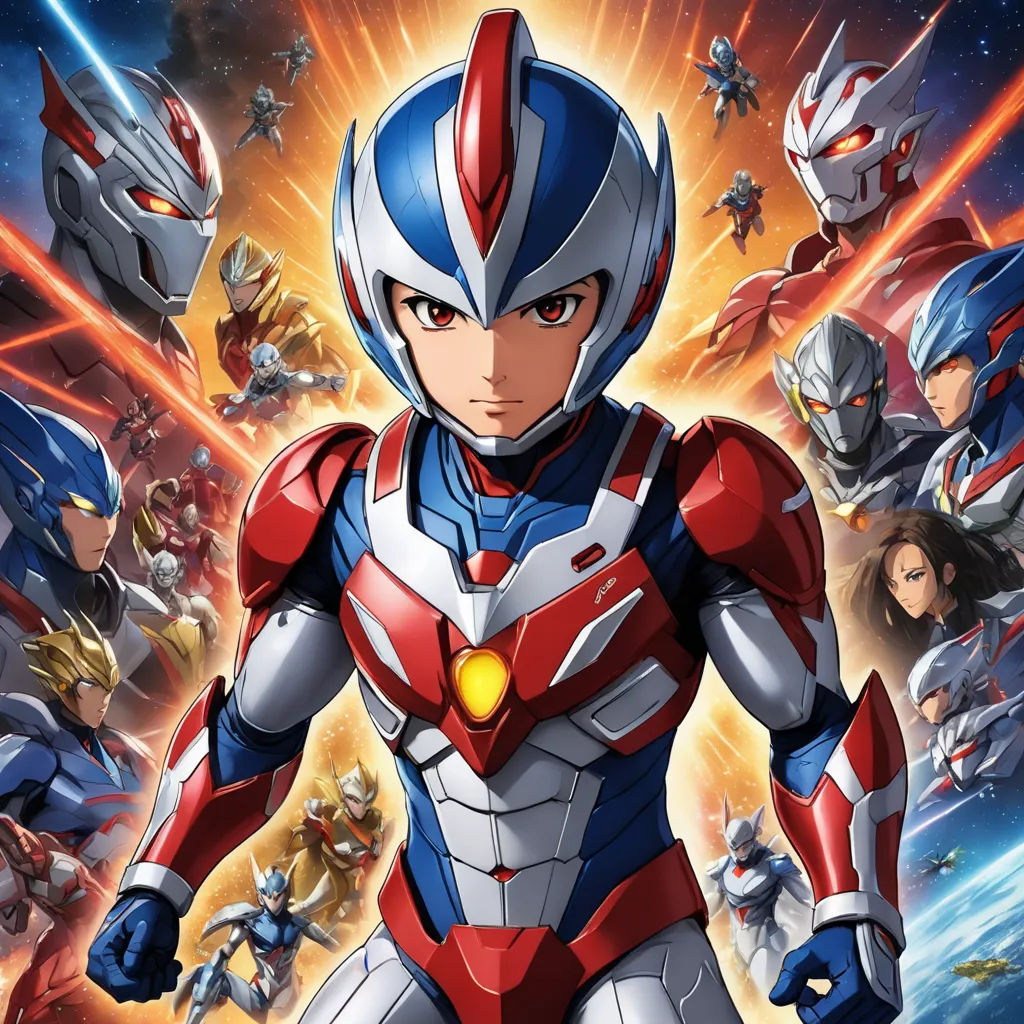 a poster of a man in a space suit surrounded by other characters in the background of a movie poster, rayonism, poster art, Ai-Mitsu, promotional image