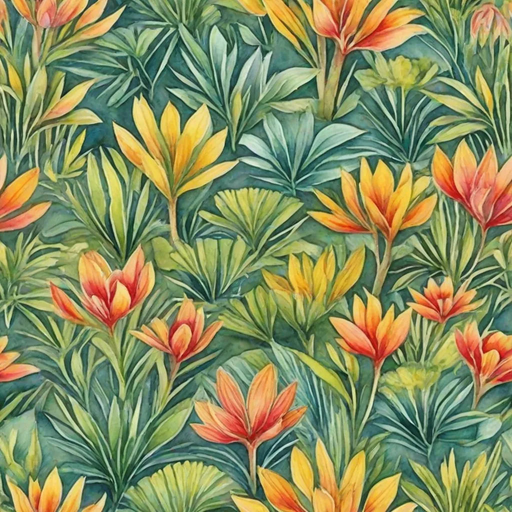 a painting of a bunch of flowers on a green background with leaves and flowers in the middle of the picture, Chris LaBrooy, generative art, a detailed painting, fine foliage lace