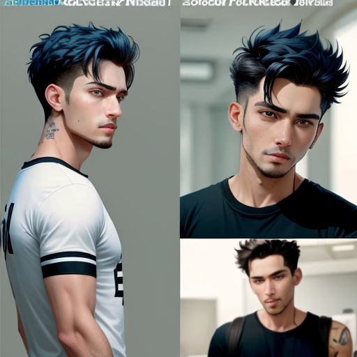 a man with a black hair and a white shirt and a black shirt and a black and white shirt