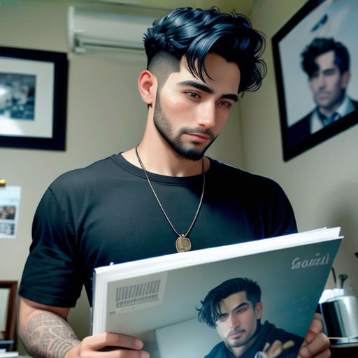 a man with a beard holding a book in his hands and looking at the camera with a serious look on his face
