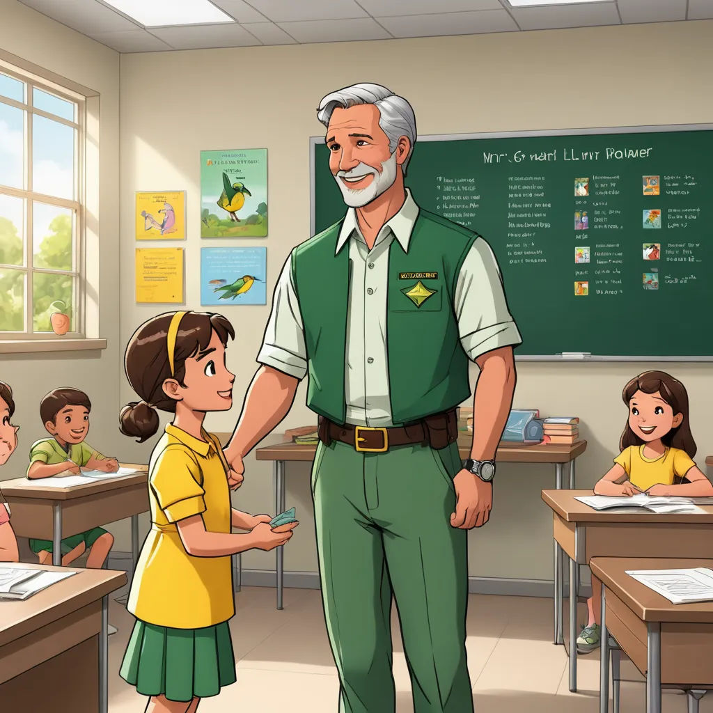 a man standing in front of a classroom full of children with a teacher in the background talking to him, paris school, a storybook illustration, Cliff Childs, official art