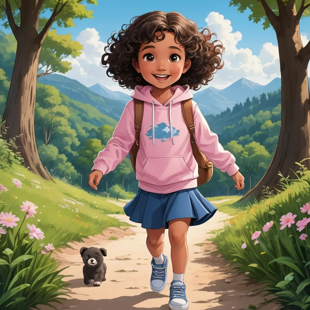 a girl walking down a path with a bear in the background illustration by alex krapfke for the children's book, magical realism, a storybook illustration, Alejandro Burdisio, comic cover art