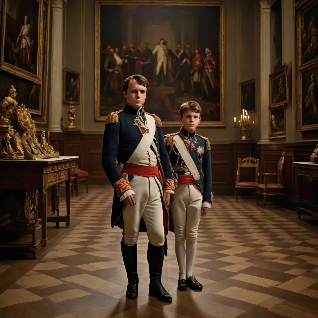 two men in uniforms standing in a room with paintings on the walls and a checkered floor and a checkered floor, Carl Gustaf Pilo, mannerism, a detailed matte painting, vfx