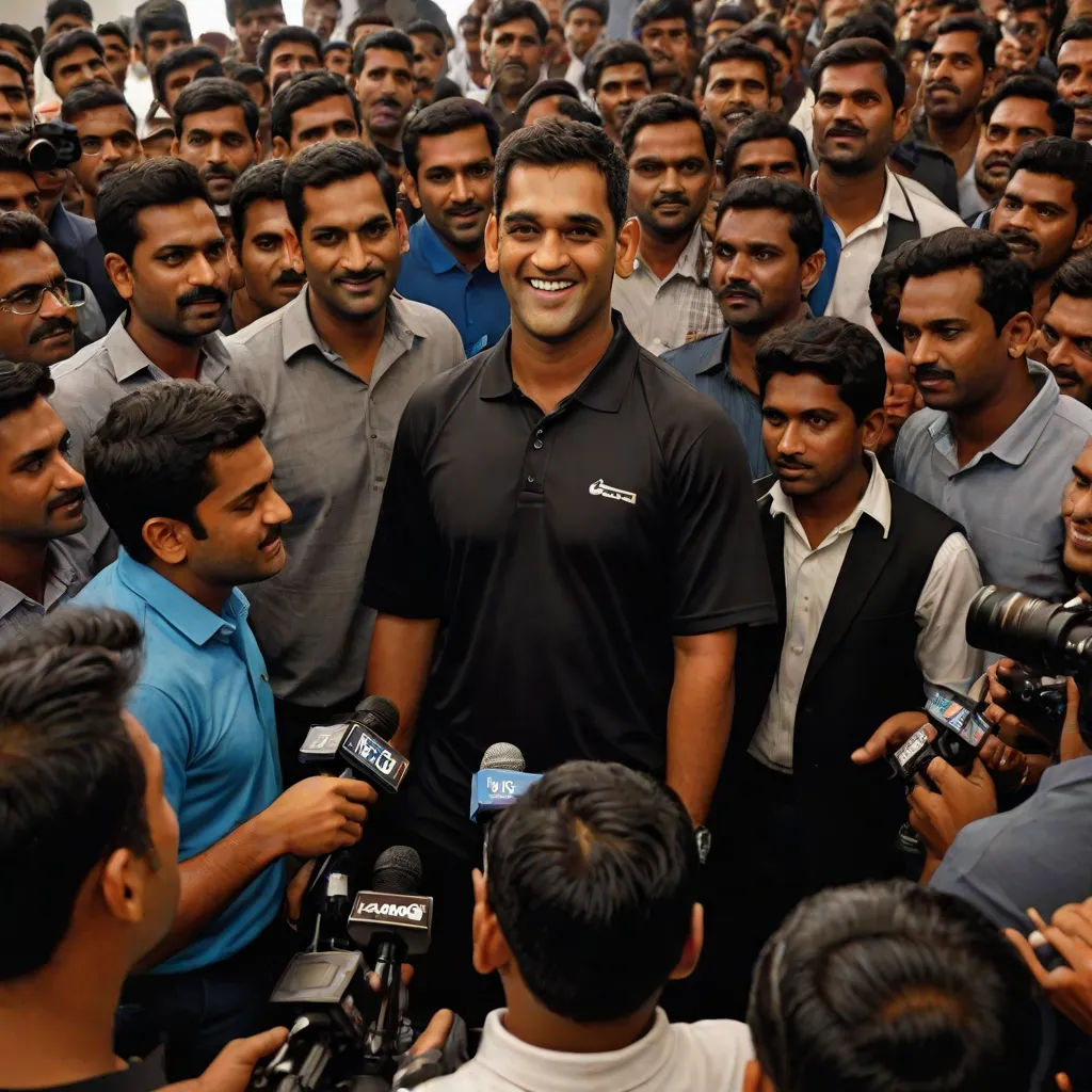 a man standing in front of a crowd of people holding microphones and talking to someone else in a black shirt, samikshavad, a stock photo, Bholekar Srihari, promotional image